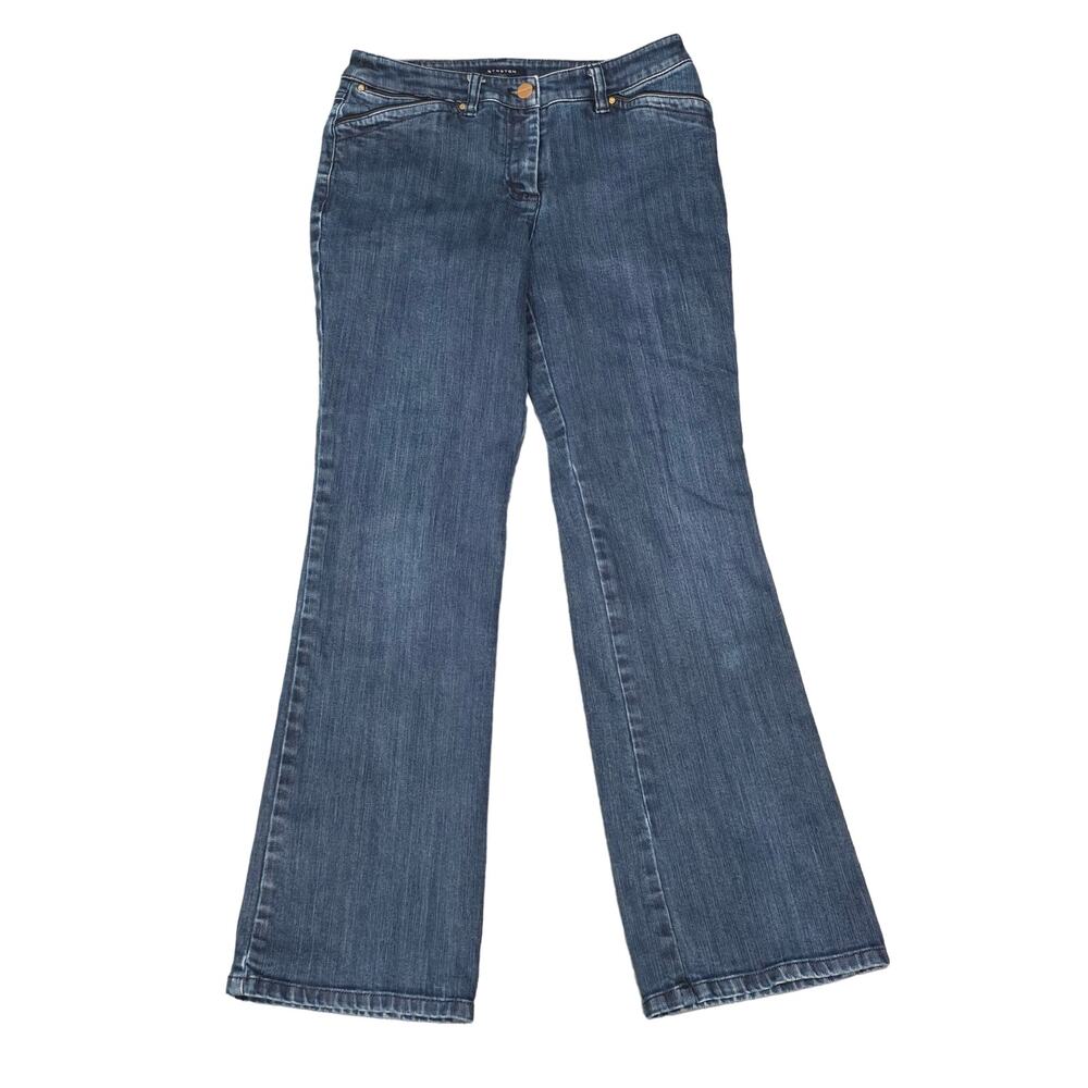 Jones New York Signature Petite Dark Boot Cut Blue Denim Jeans Pants Mid Rise